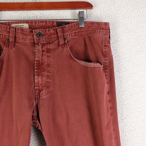 Ag Adriano Goldschmied Jeans Mens 34X34 Red The Matchbox Slim Straight Stretch - Picture 2 of 12